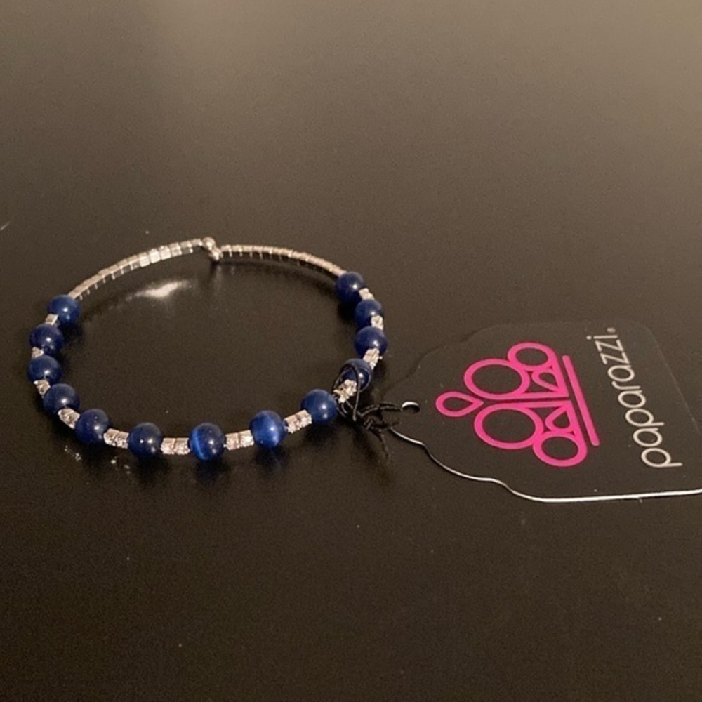 Paparazzi Navy and Silver Beaded Bracelet